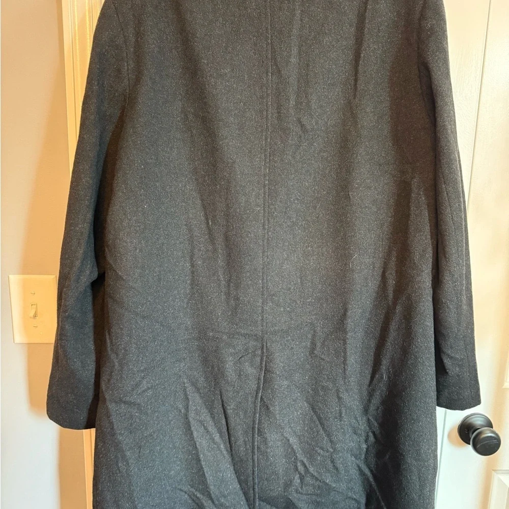 C. Comberti black wool blend coat.